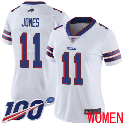 Women Buffalo Bills #11 Zay Jones White Vapor Untouchable Limited Player 100th Season NFL Jersey